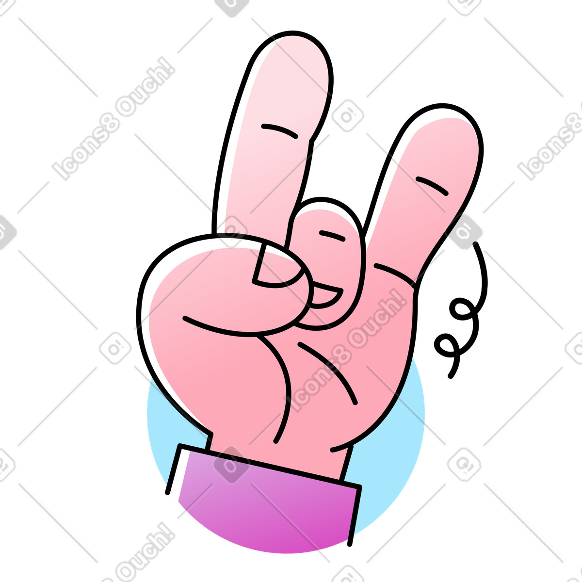 Hand showing sign of the horns illustration in Pocus style download in PNG, SVG