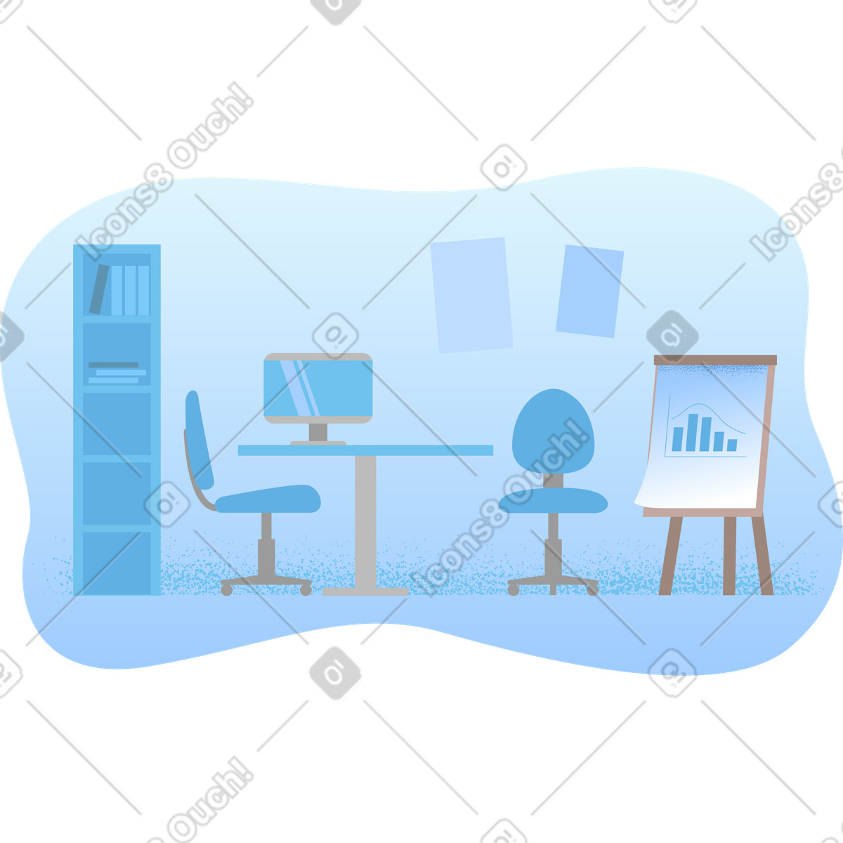 Ufficio illustrazione in stile Pale scarica in PNG, SVG