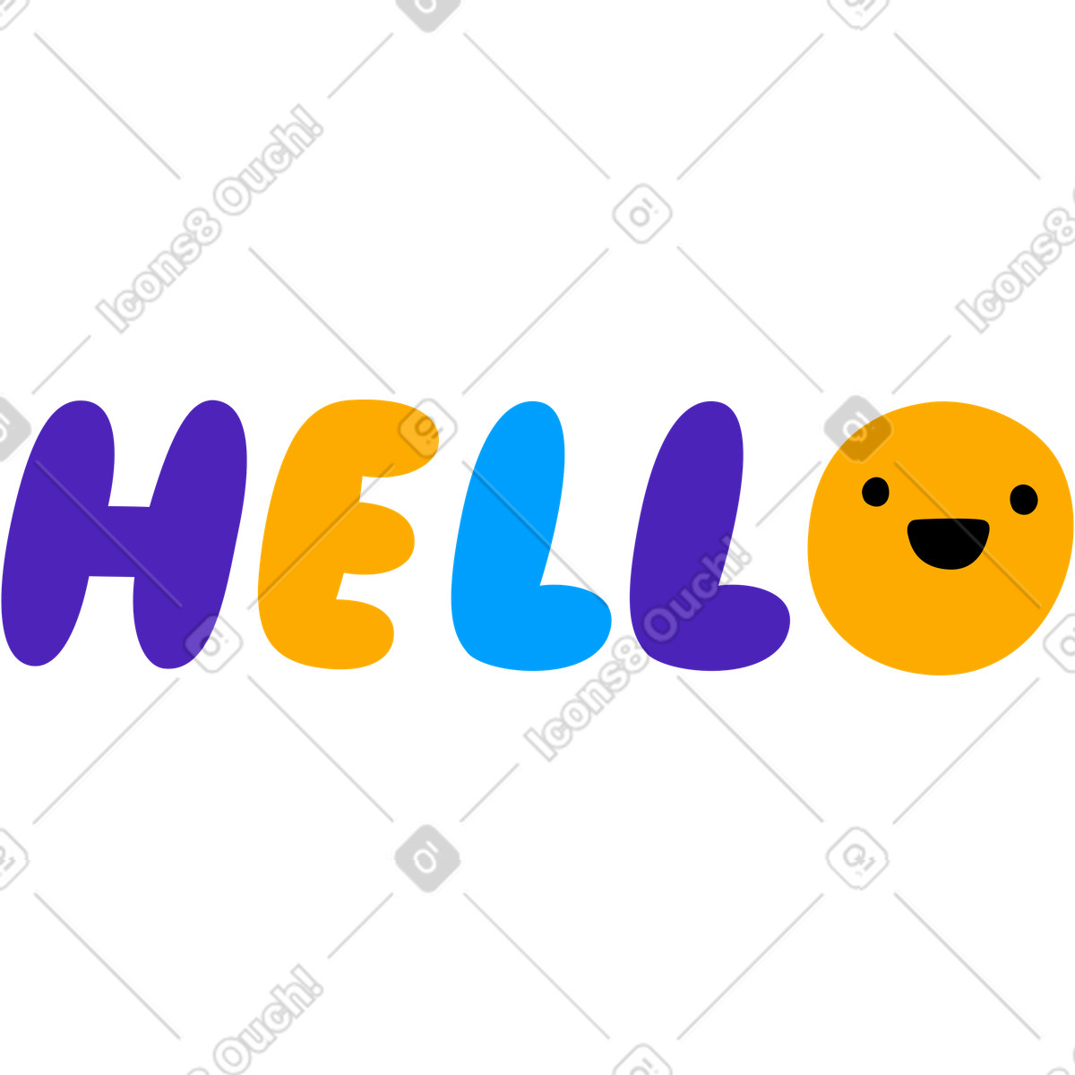Scritta adesiva gonfia testo ciao multicolore illustrazione animata in stile Lettering scaricabile in GIF, Lottie (JSON), AE
