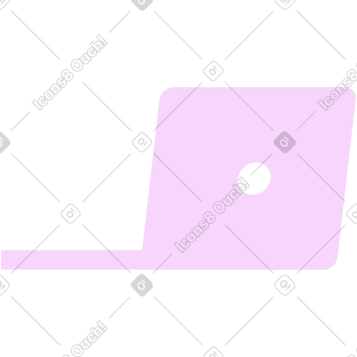 Laptop computer with open lid and pink shell-Illustration im Marginalia-Stil als Download in PNG, SVG