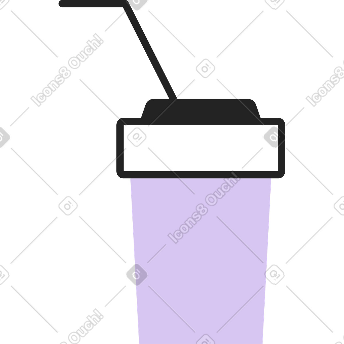 Paper cup with straw illustration in Sammy Line style download in PNG, SVG