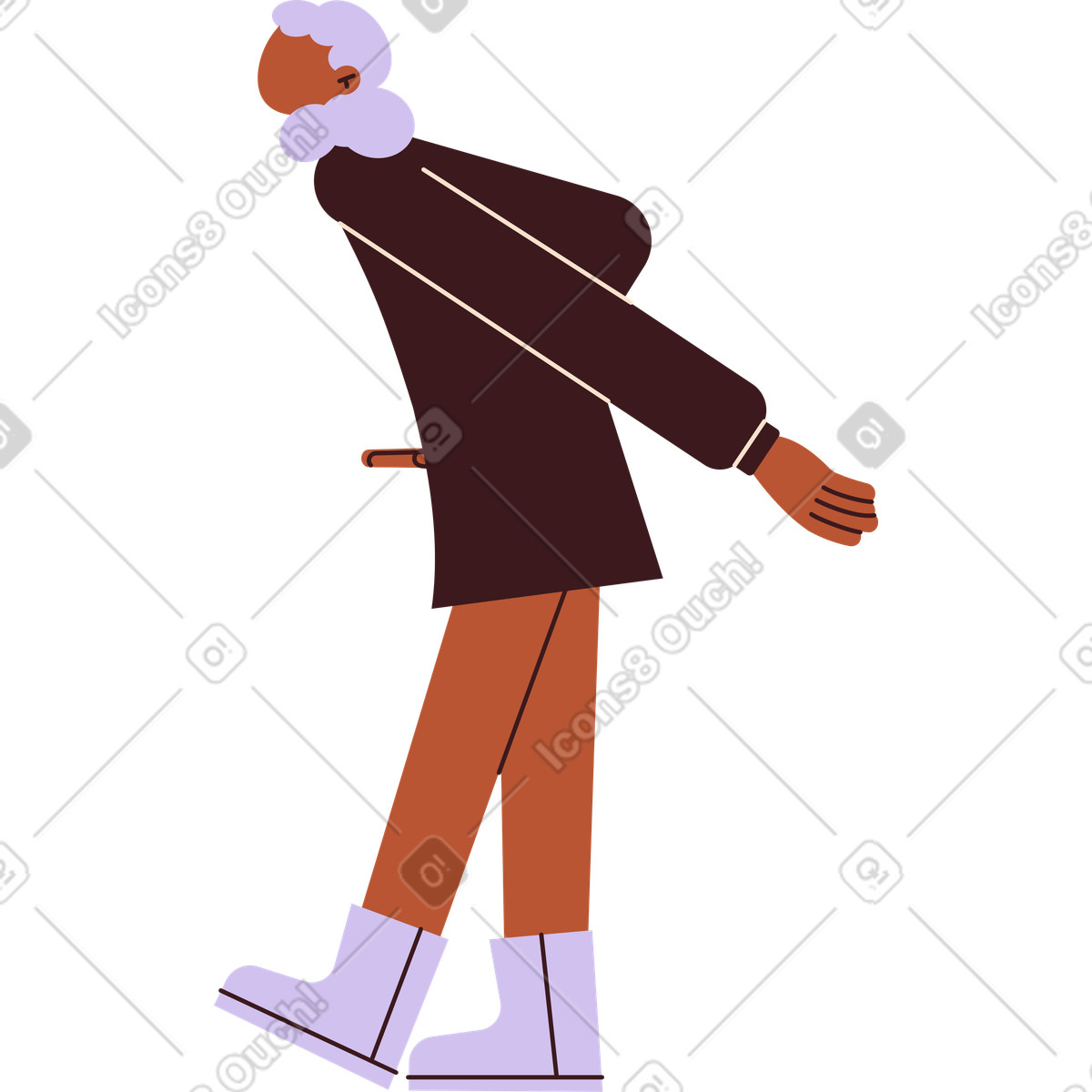 Girl in a brown dress illustration Folks style download PNG, SVG