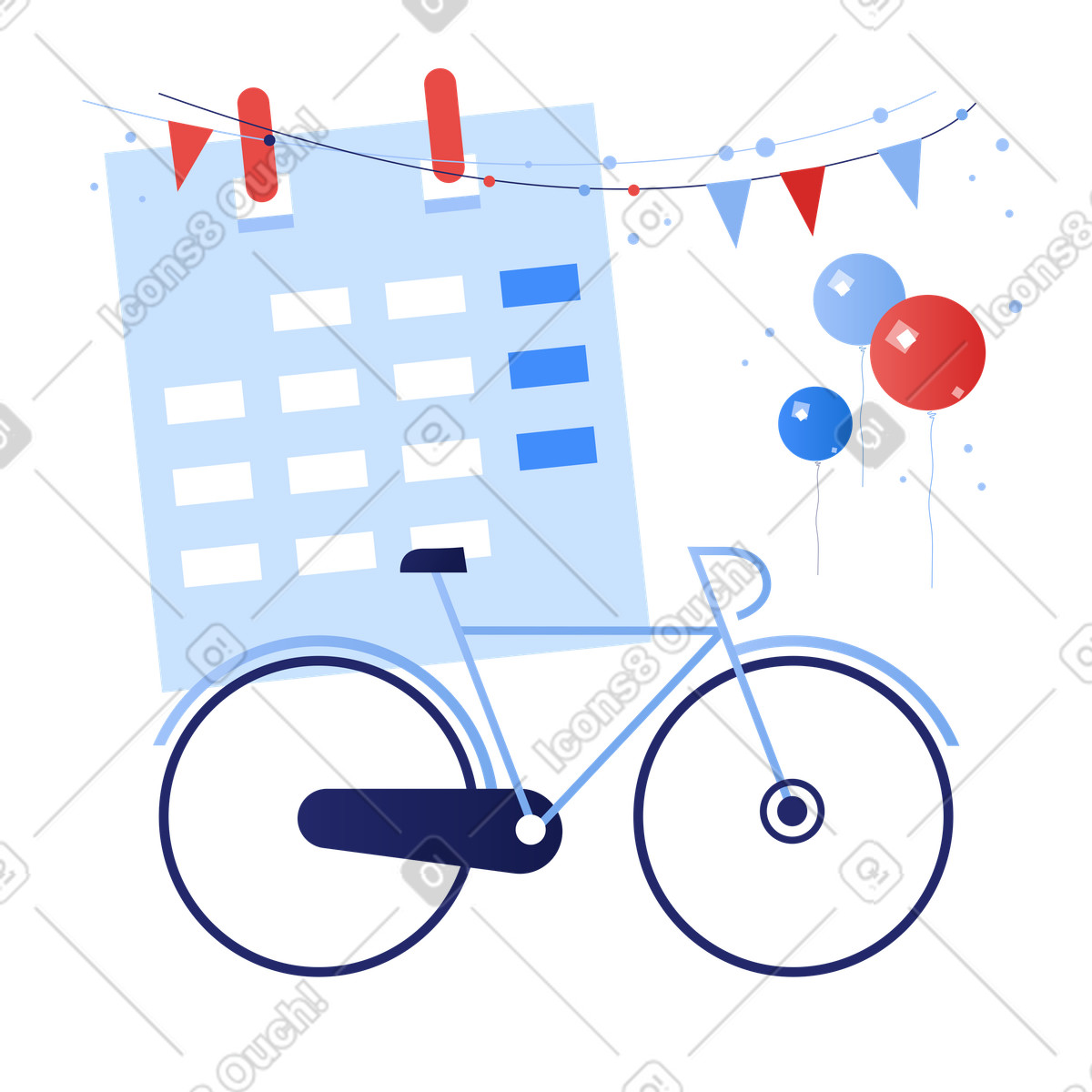 Ilustración Dia internacional de la bicicleta en estilo Clip a descargar en PNG y SVG