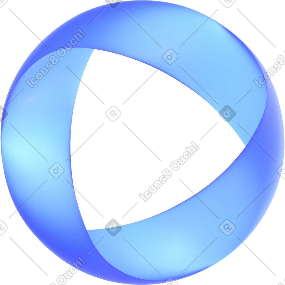 Illustration Mobius strip blue glass loop symbolizing infinity and continuous flow dans le style 3D Glassy à télécharger aux formats PNG, SVG