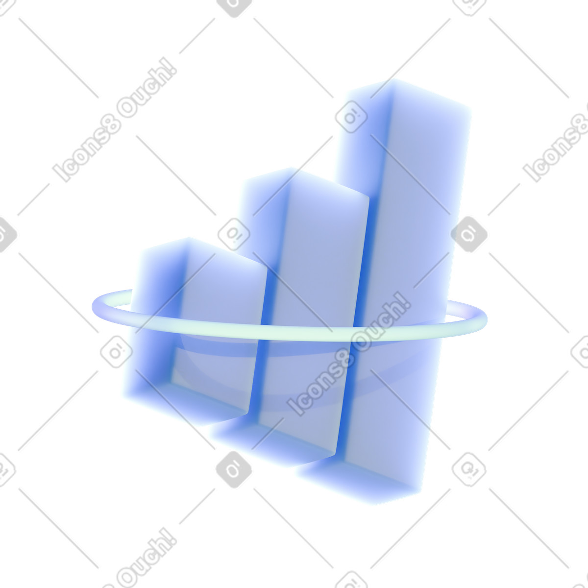 Illustration animée Icône lumineuse du graphique de croissance dans le style 3D Airy à télécharger aux formats GIF, Lottie (JSON), AE