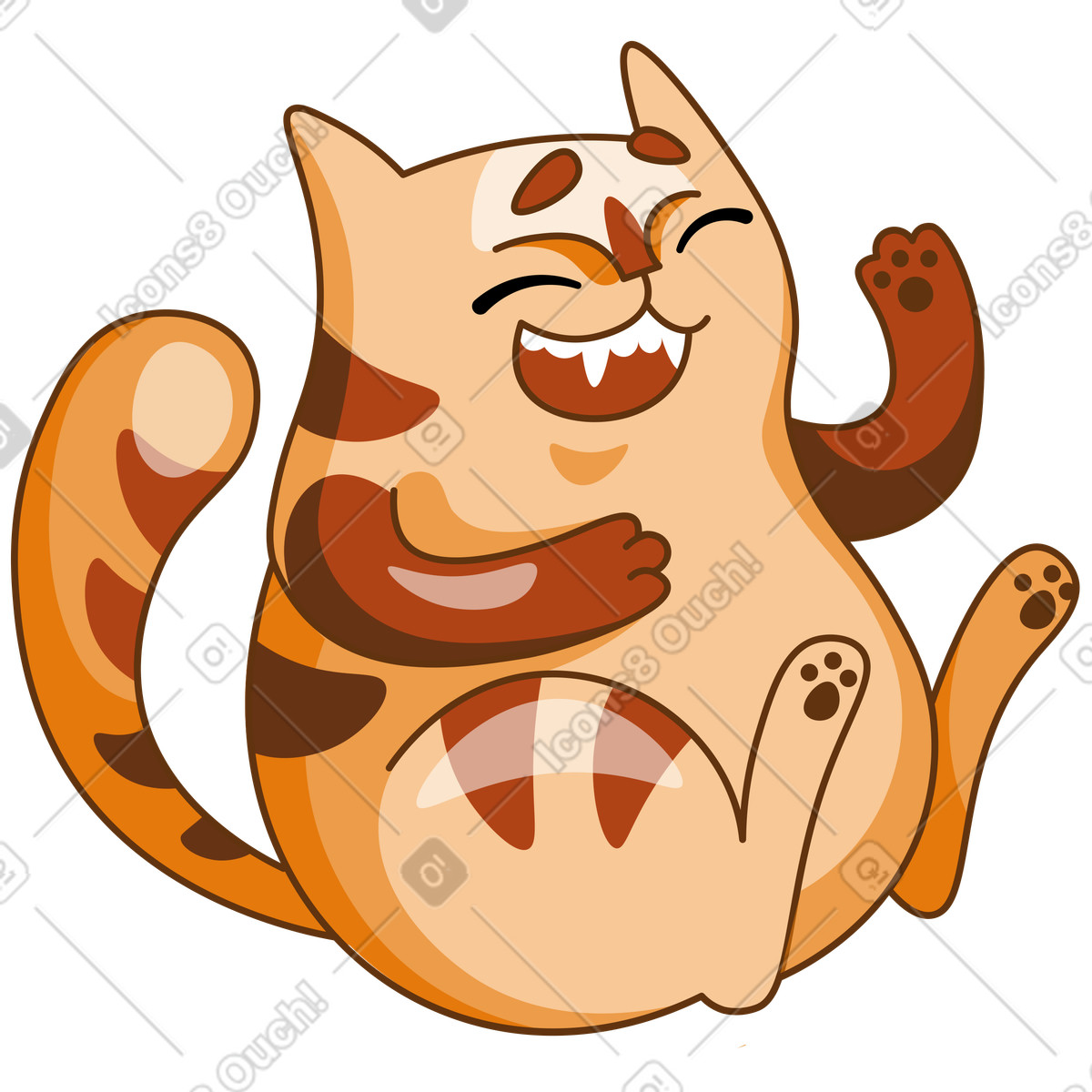 Gatto che ride di qualcosa divertente illustrazione in stile Kitekat scarica in PNG, SVG