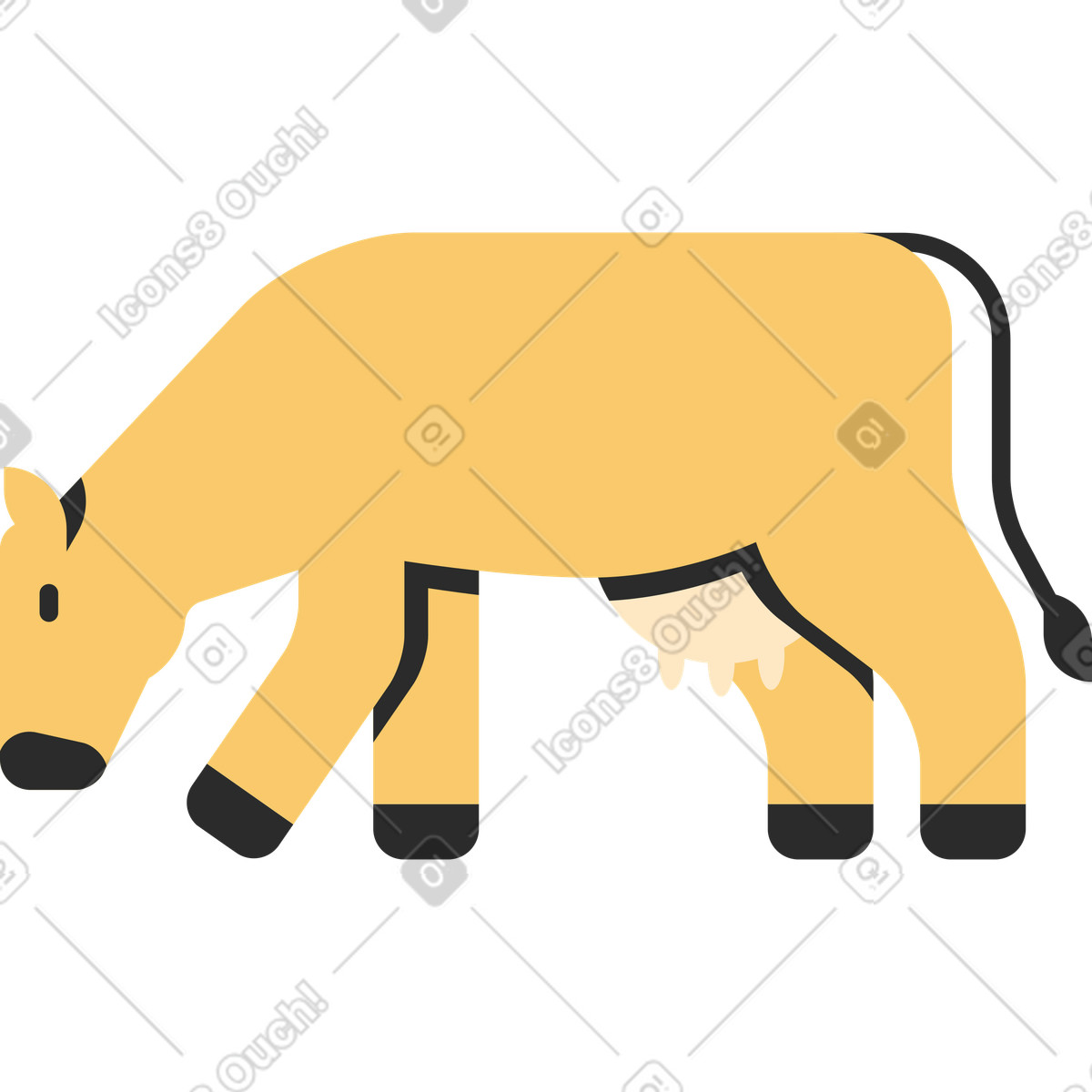 Kuh-Illustration im Marginalia-Stil als Download in PNG, SVG