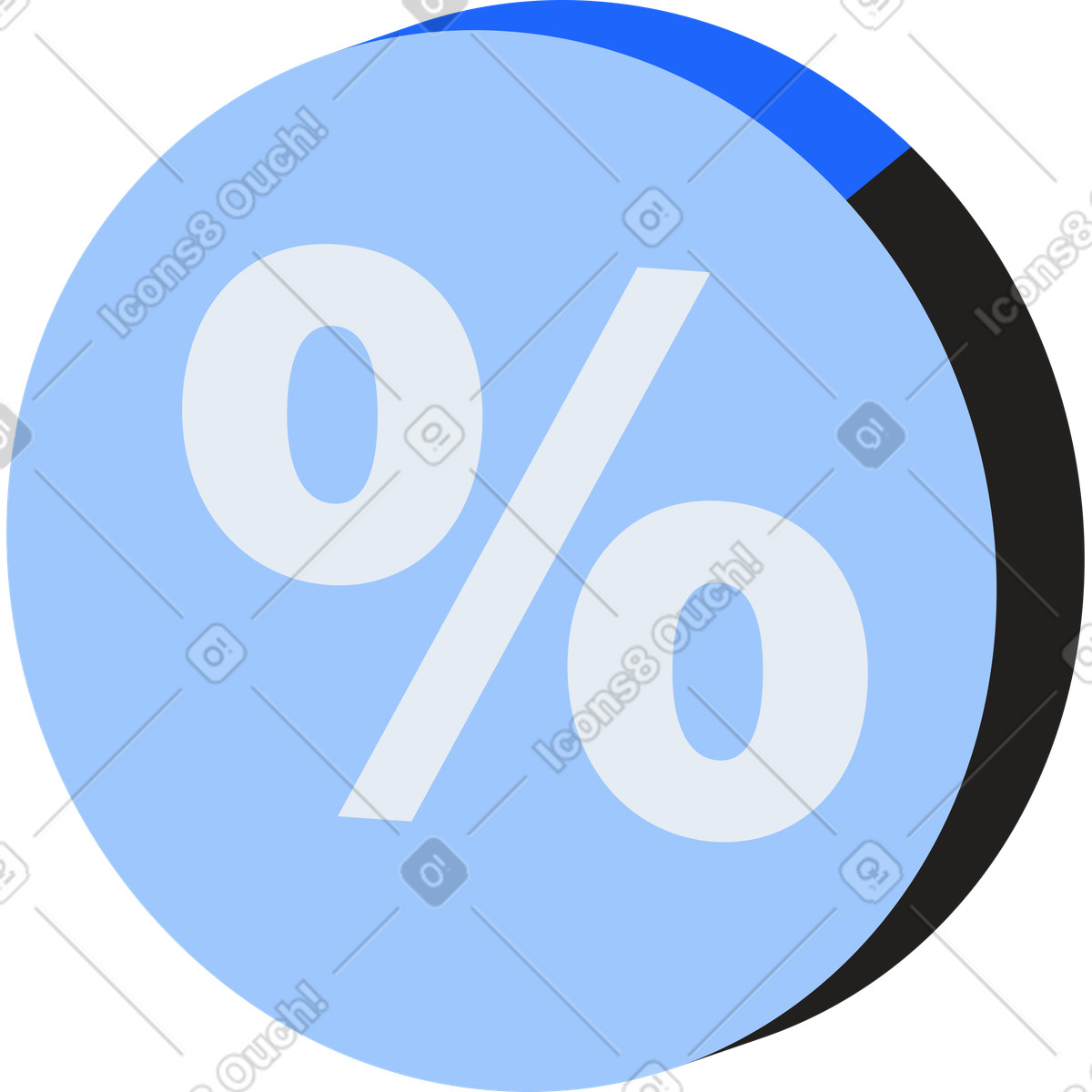 Illustration Round icon with percentages dans le style Editorial à télécharger aux formats PNG, SVG