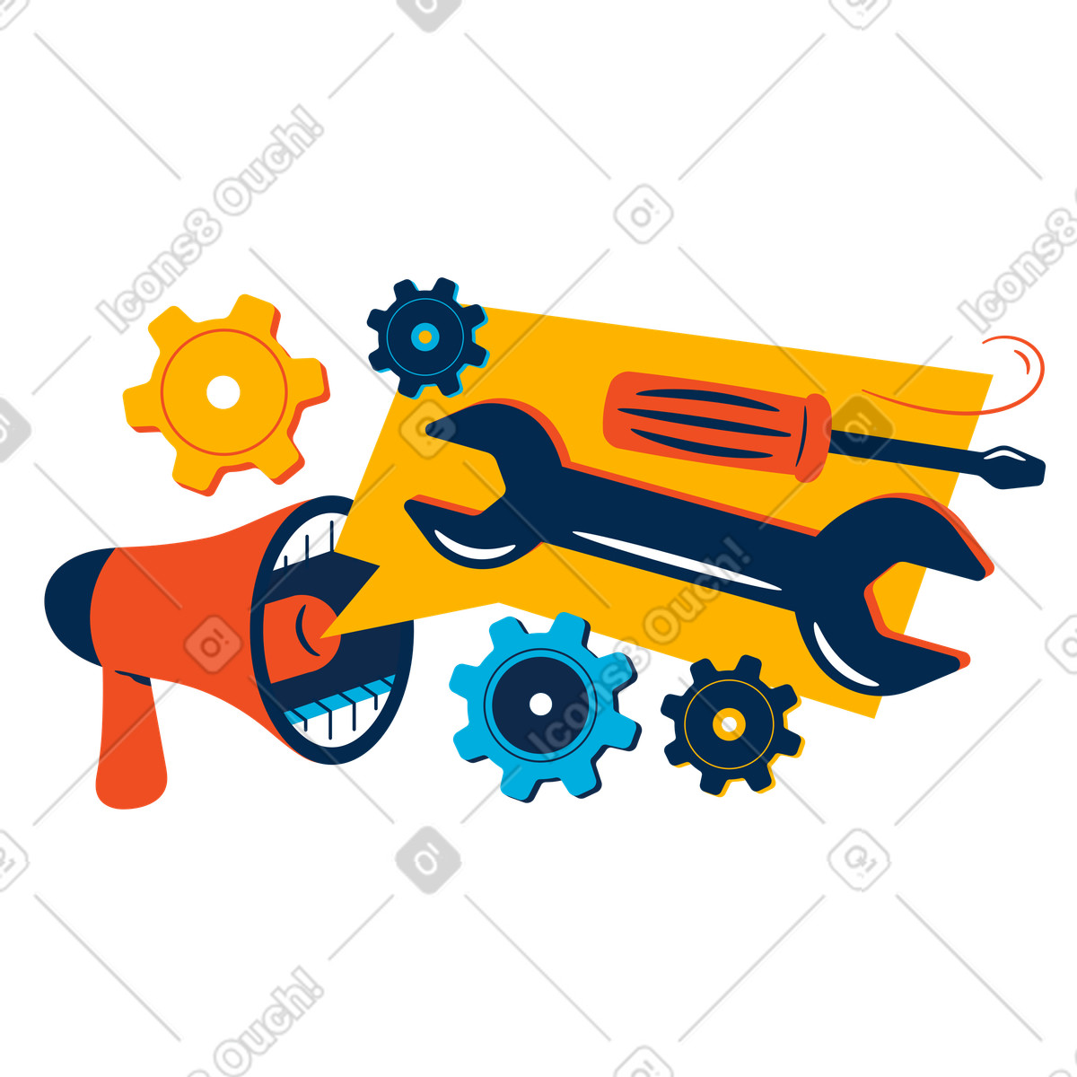 Annuncio di riparazione dell'attrezzatura illustration in PNG, SVG