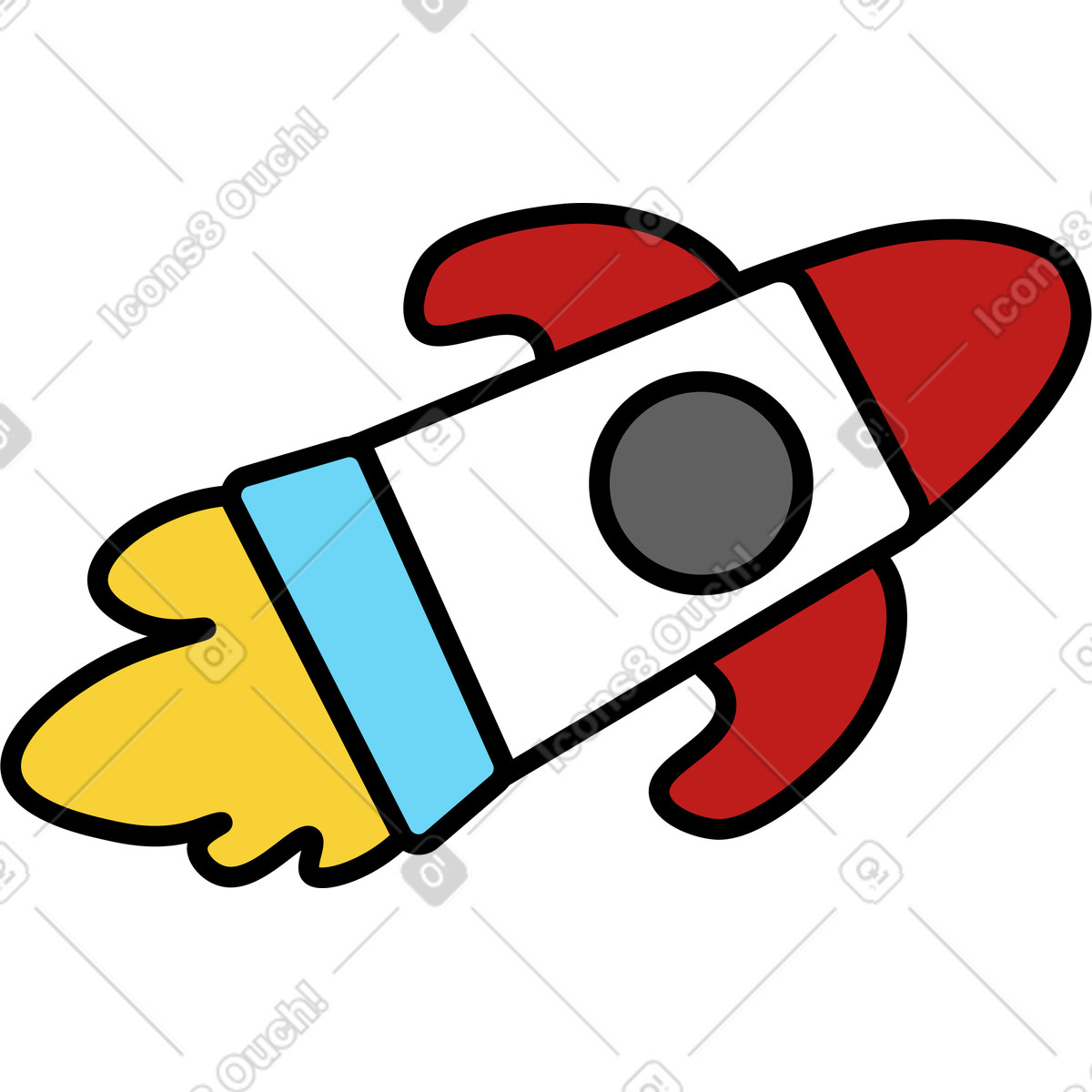 Space exploration startup with flying rocket-Illustration im Wiggle-Stil als Download in PNG, SVG