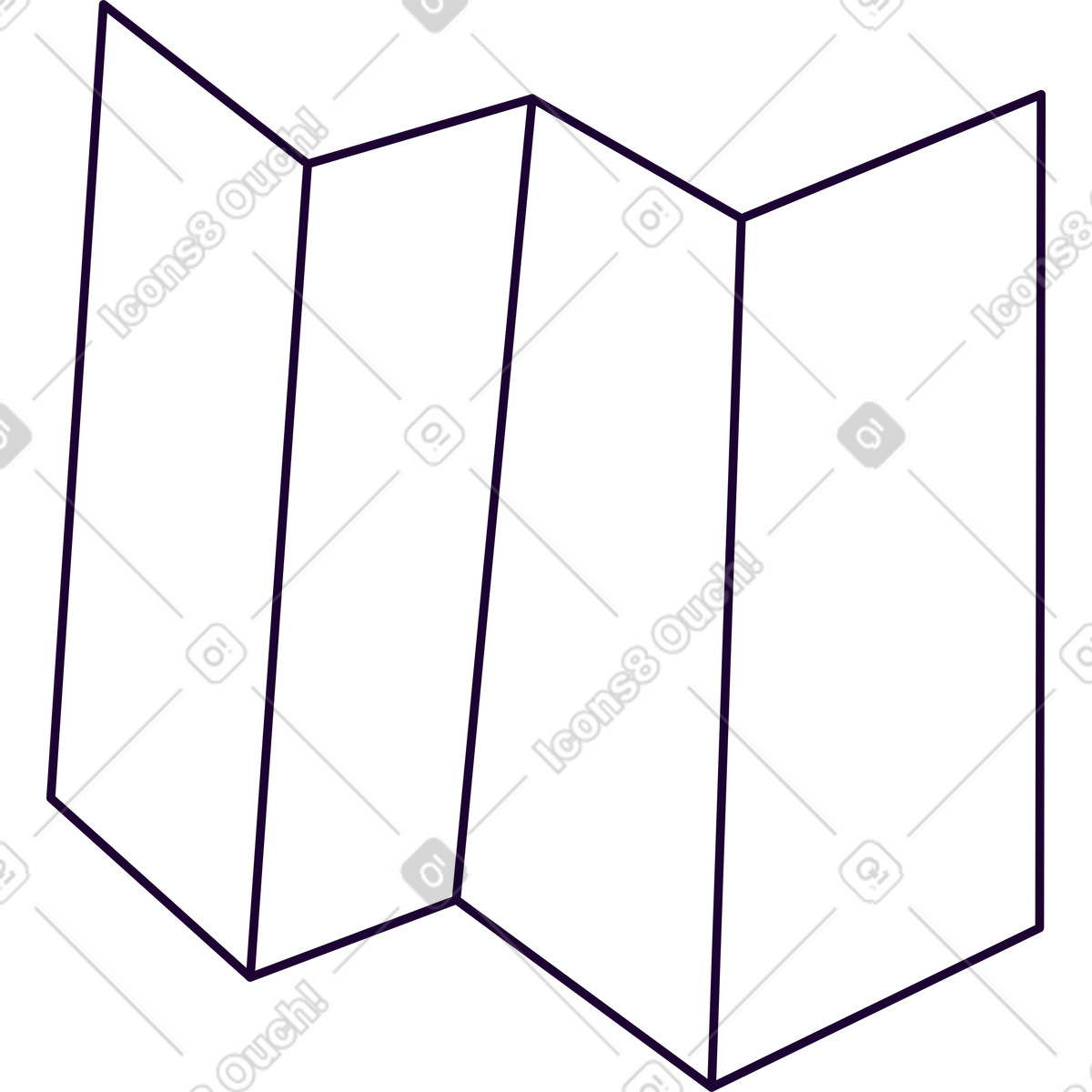 Open paper map illustration in Martina style download in PNG, SVG