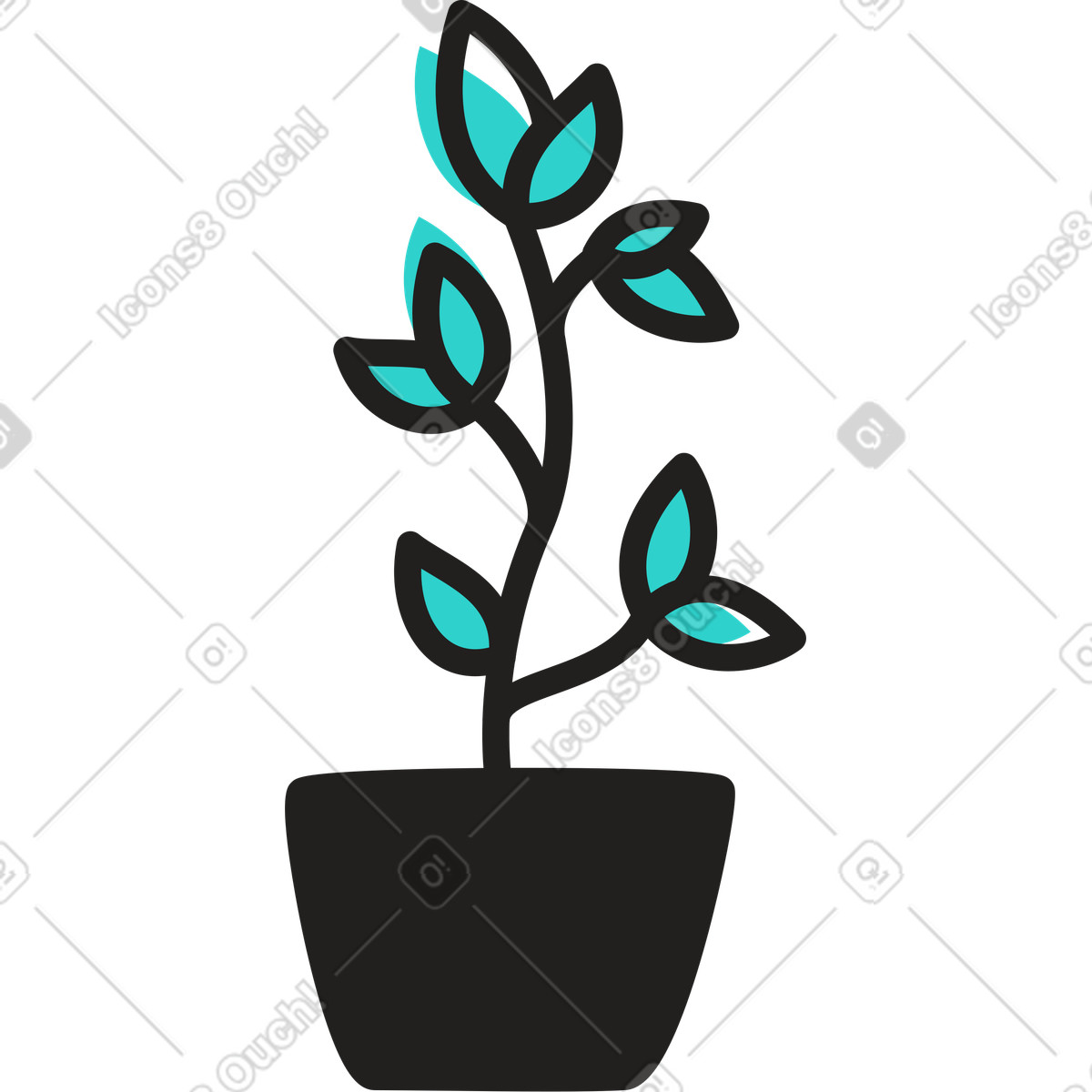 Illustration Plante en pot dans le style Little à télécharger aux formats PNG, SVG