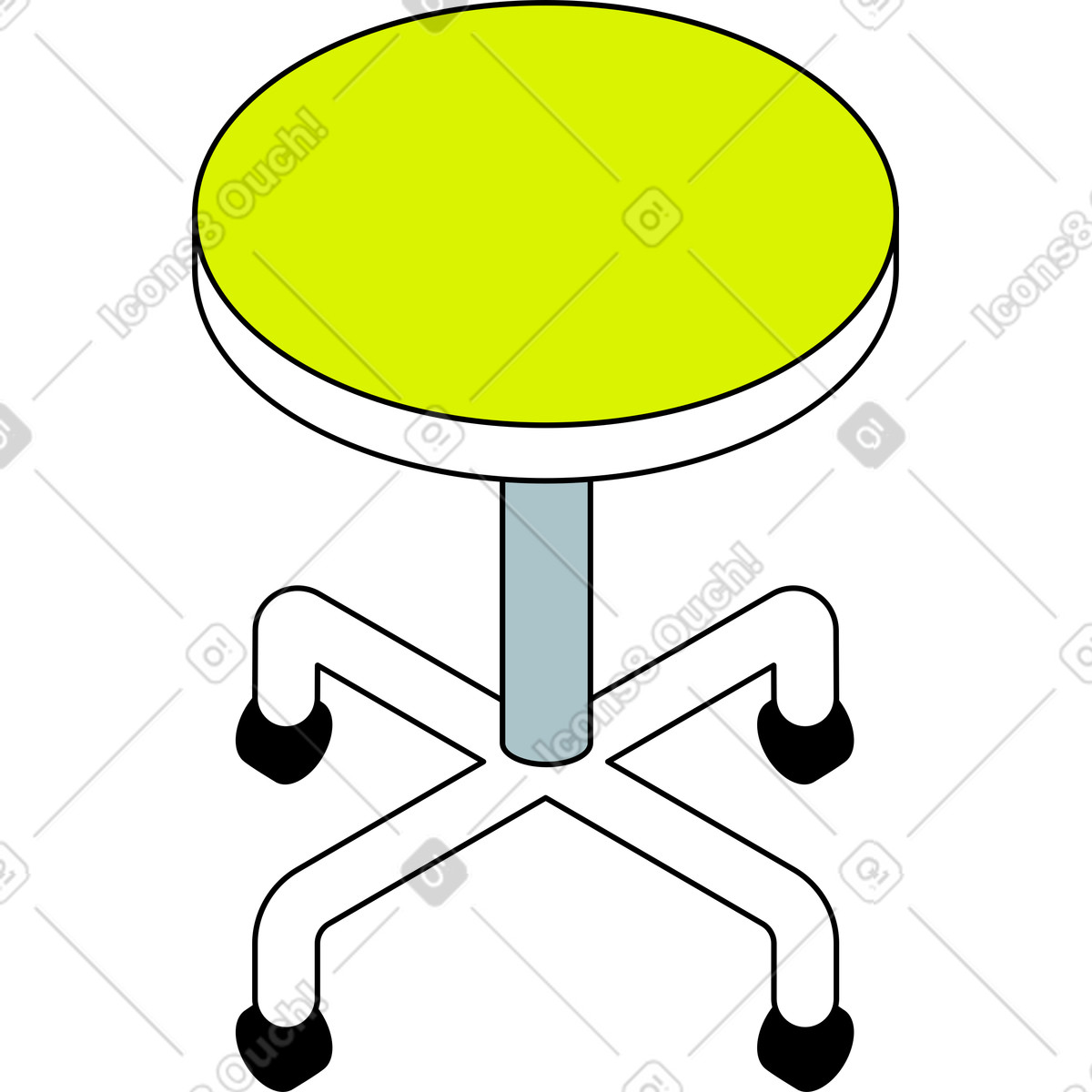 Stool on wheels illustration in Isometric style download in PNG, SVG