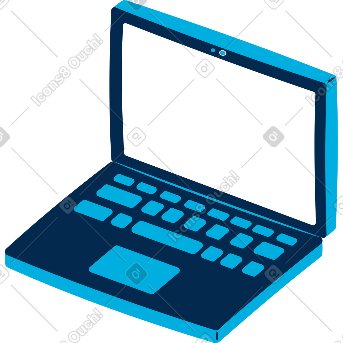 Illustration Ordinateur portable bleu dans le style Flame à télécharger aux formats PNG, SVG