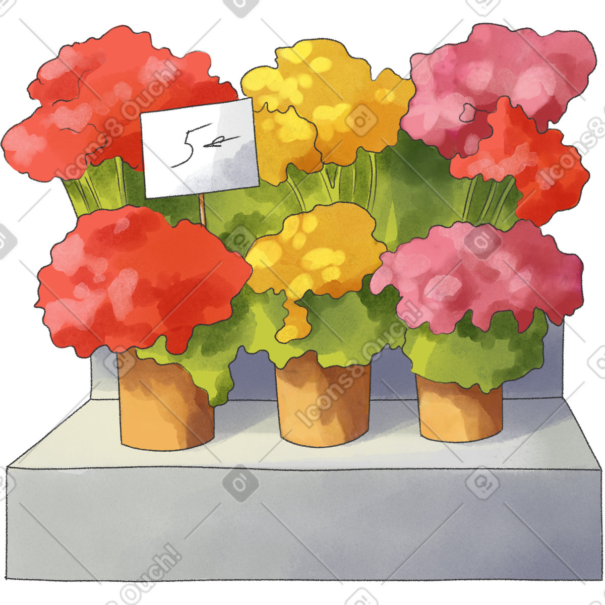 Illustration Fleurs sur le stand dans style Seasons à télécharger aux formats PNG, SVG