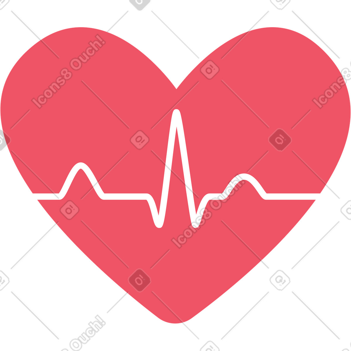 Ilustração de Coração vermelho com eletrocardiograma em no estilo Boba para baixar em PNG, SVG