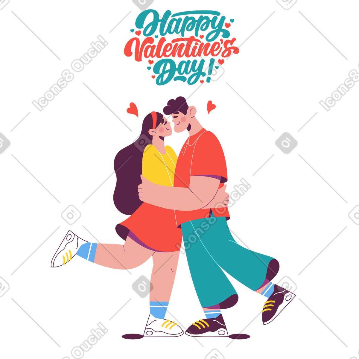 Ilustração de Loving couple celebration with Valentine greeting, Holiday concept em no estilo Sammy para baixar em PNG, SVG