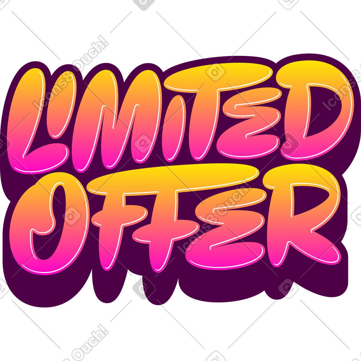 Lettering offerta limitata con testo sfumato e ombreggiato illustrazione in stile scarica in PNG, SVG