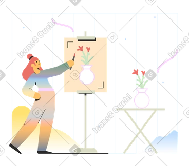 Woman painting still life picture  PNG, SVG