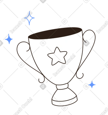 Trophy cup with star and sparkles, Success and accomplishment PNG, SVG