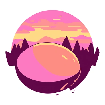 A sunset scene with a giant melon reflecting warm orange and pink hues.