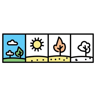 A landscape that transitions through the four seasons