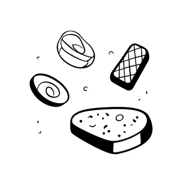 Slices of bread floating in mid-air, each with a unique design