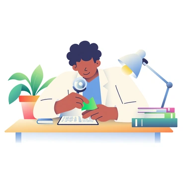 A student in a biology class observing a leaf structure with a loupe