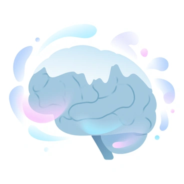 A brain with mountain peaks and snowy caps forming its structure