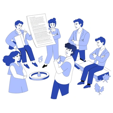 A diverse group of citizens is gathered in a public square, each person engaged in reading a document about a "declaratory act." Some individuals are standing while others are sitting on benches, creating a dynamic composition. The expressions on their faces reveal a range of mixed emotions, including curiosity, concern, and contemplation. In the foreground, a woman is holding the document with a furrowed brow, while a man nearby has his arms crossed, looking skeptical. A child is peeking over an older man's shoulder, pointing at the text with intrigue. Surrounding them are trees and a small fountain, adding to the atmosphere of the public space.