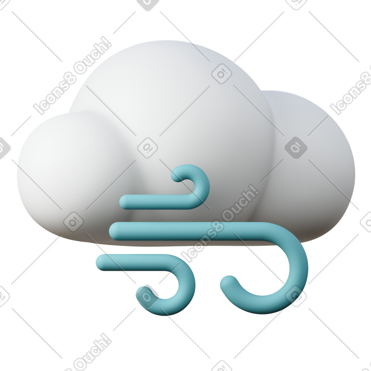 Ilustración Cloud with air for windy weather en estilo 3D Sugary a descargar en PNG y SVG