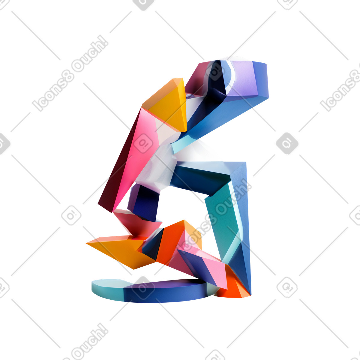 下载 3D Construction 风格的 具有几何形状的抽象雕塑 插画，支持 PNG、SVG 格式
