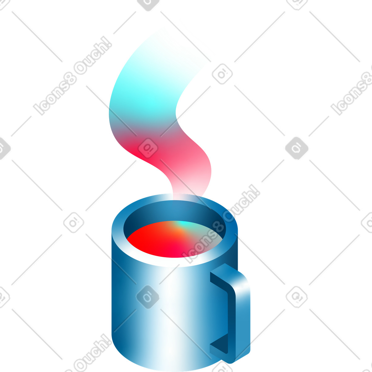 Isometric mug  illustration in PNG, SVG