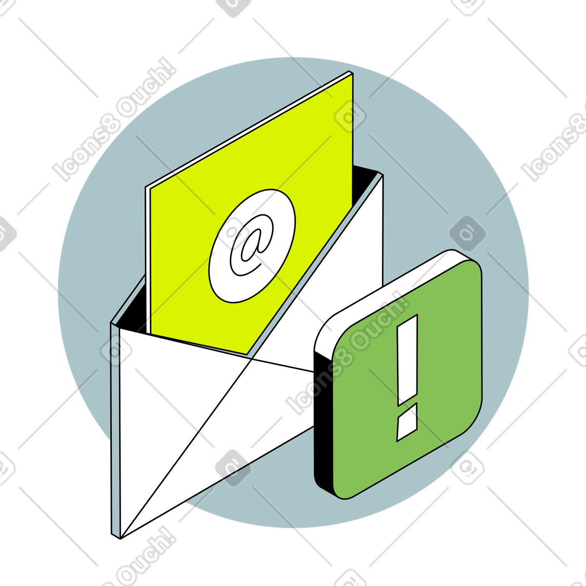 Isometrisches e-mail-symbol mit benachrichtigung-Illustration im Isometric-Stil als Download in PNG, SVG