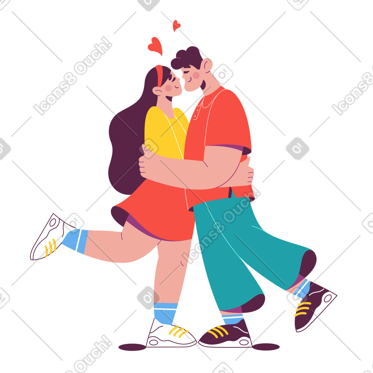 Loving partners sharing a hug illustration featuring emotional connection clipart in PNG SVG