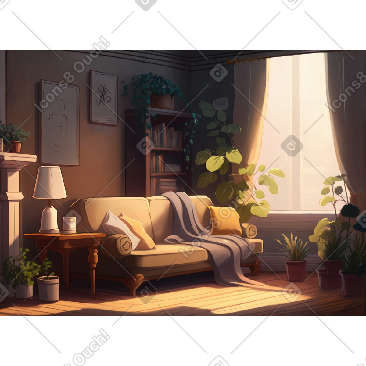 Living room background illustration in Experimental style download in PNG, SVG