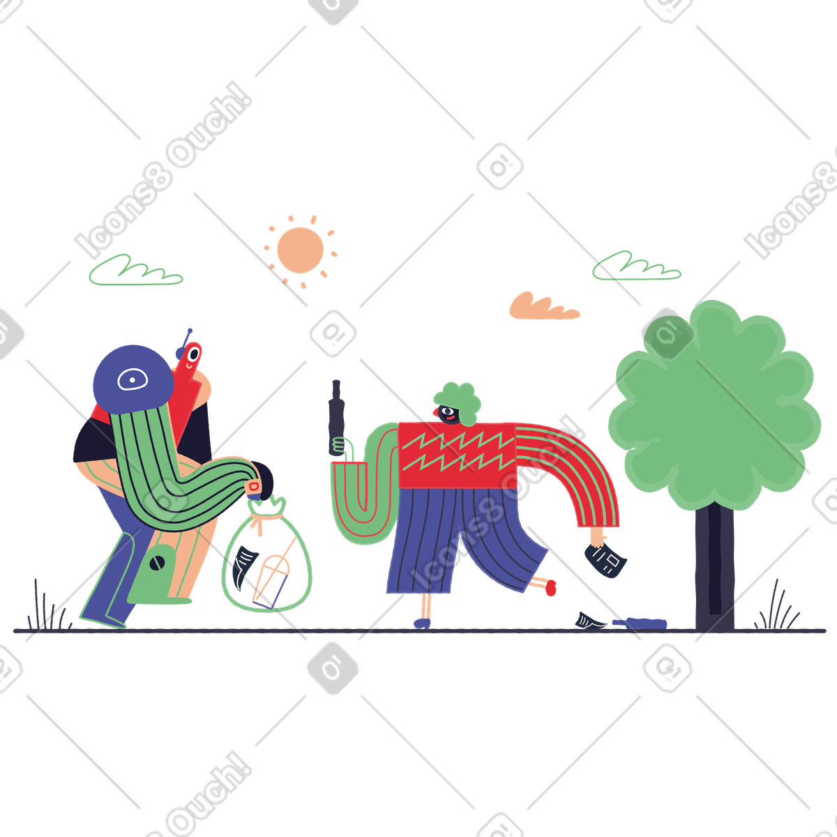 Stripy 스타일의 자연의 정화 일러스트레이션 PNG, SVG 다운로드
