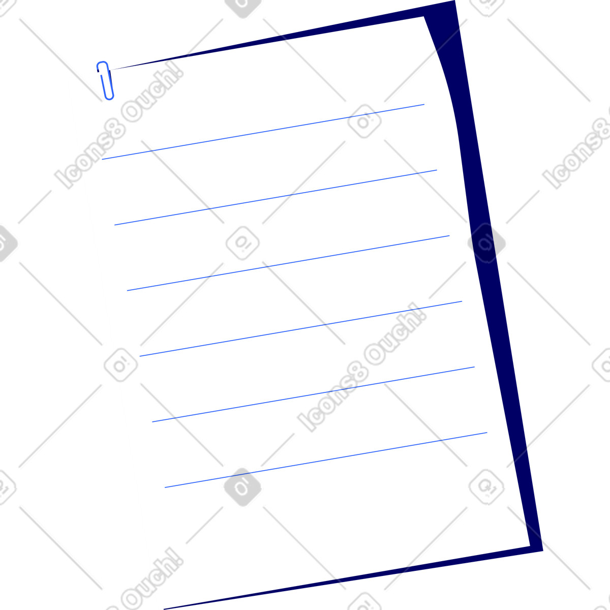 Ilustración Sheet of white paper with clip en estilo Lounge a descargar en PNG y SVG