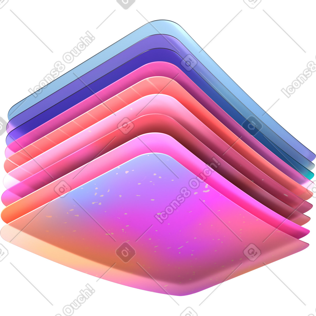 3D Glassy スタイルの プラスチックカードの束 のイラストをPNG、SVG形式でダウンロード