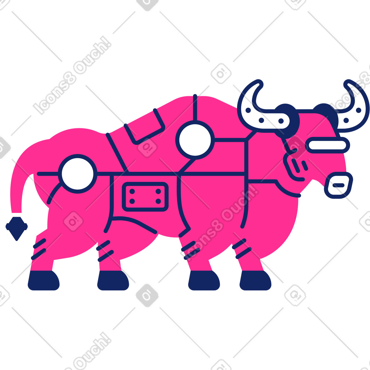 Toro illustrazione in stile Cyborg scarica in PNG, SVG