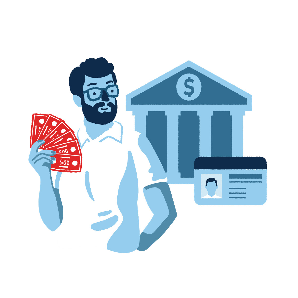 下载 Cherry 风格的 Taking money from the bank 插画，支持 PNG、SVG 格式