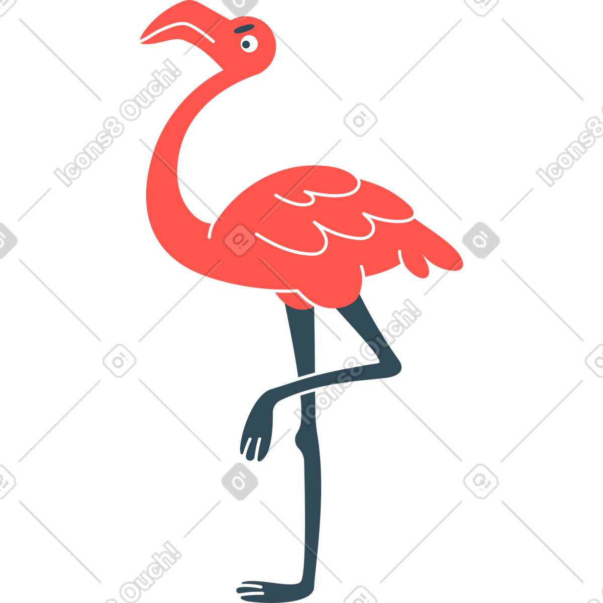 Ilustração de Flamingo em no estilo Kingdom para baixar em PNG, SVG