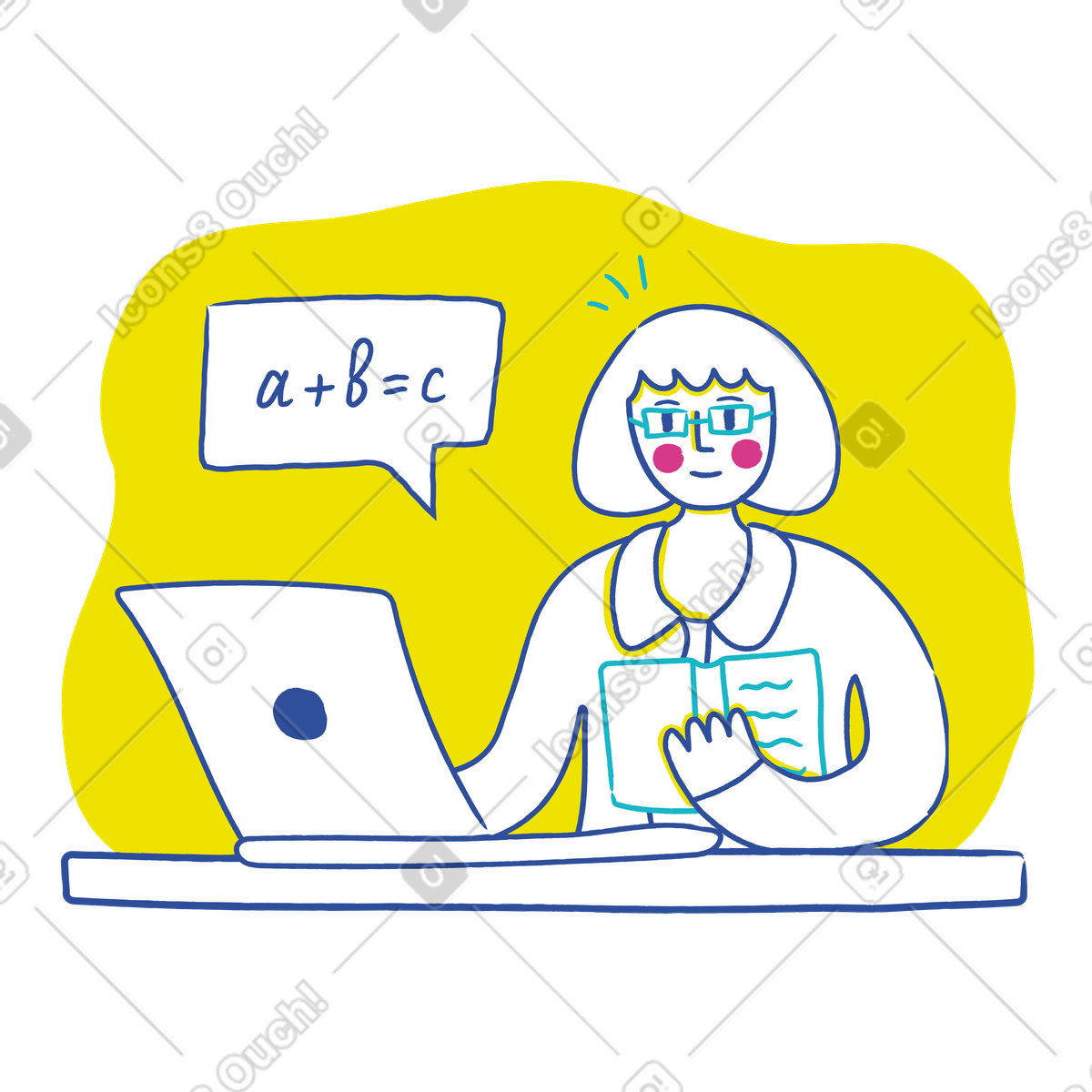 Woman teaching math illustration clipart for teachers available in PNG