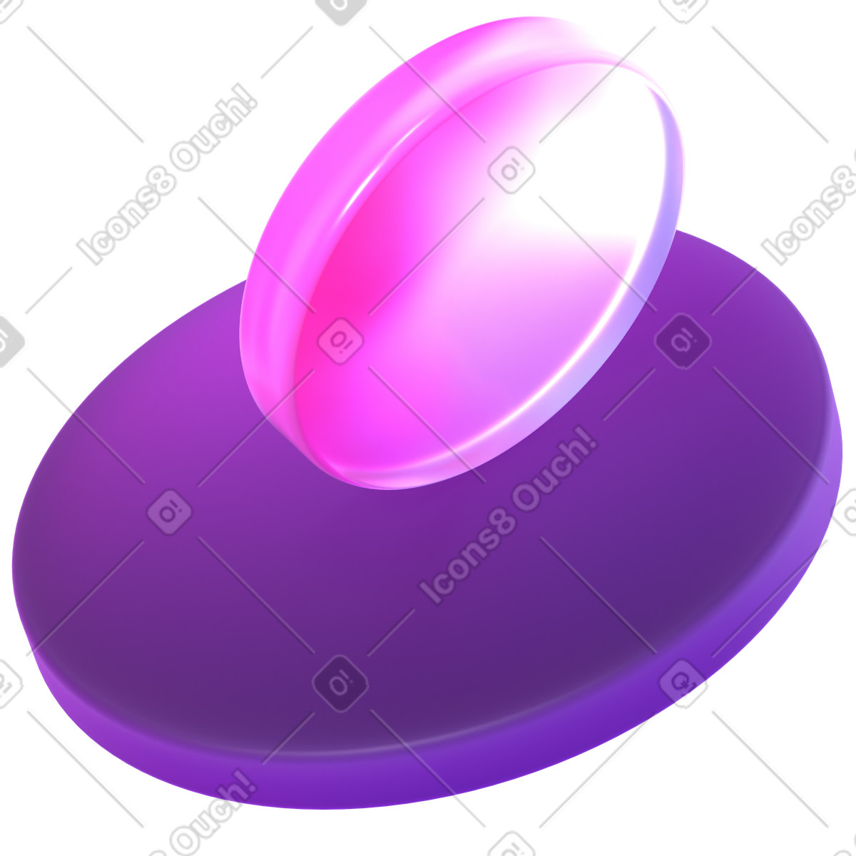 Ilustración Lente y disco de gradiente levitante en estilo 3D Glassy a descargar en PNG SVG