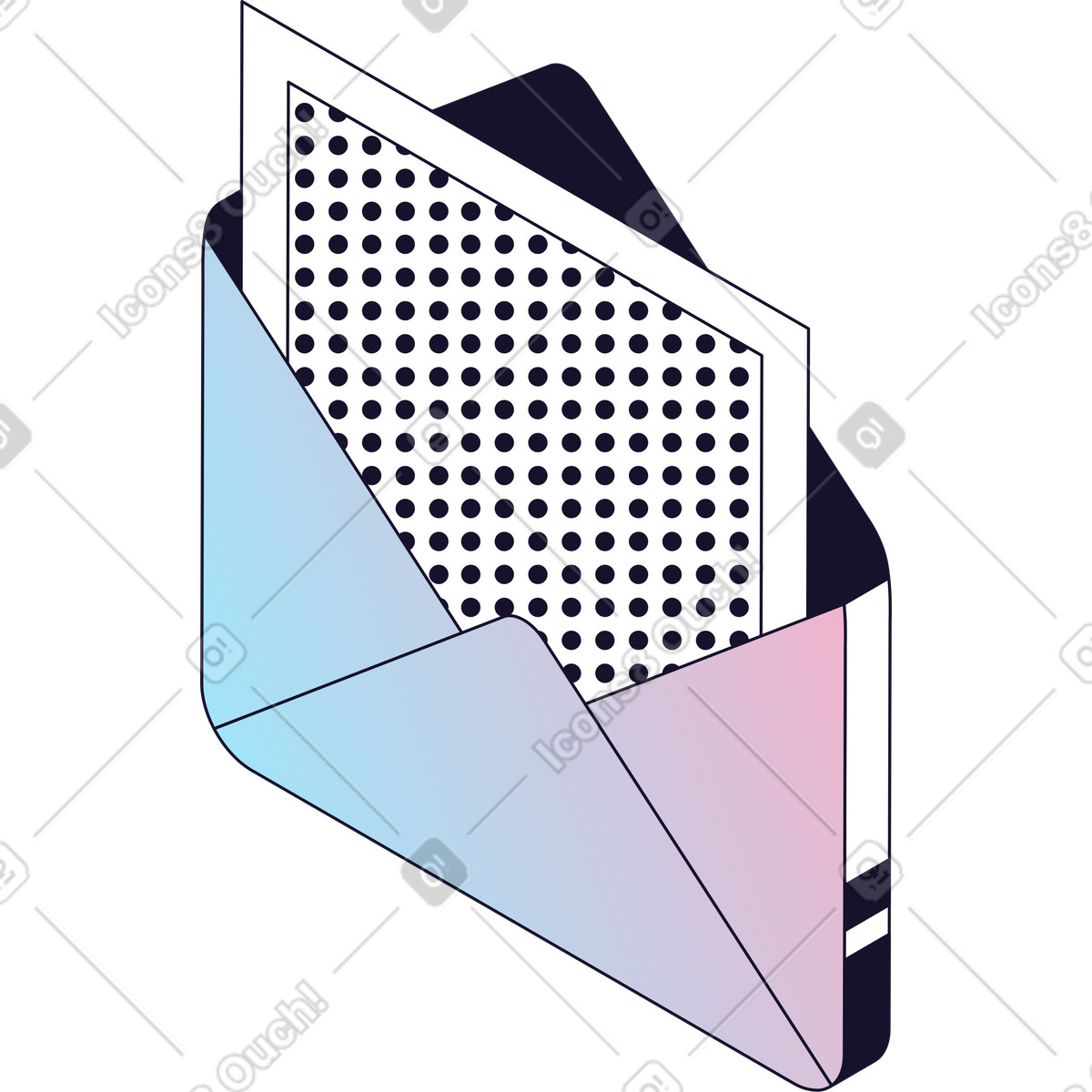 Ilustração de Open letter with document em no estilo Node para baixar em PNG, SVG