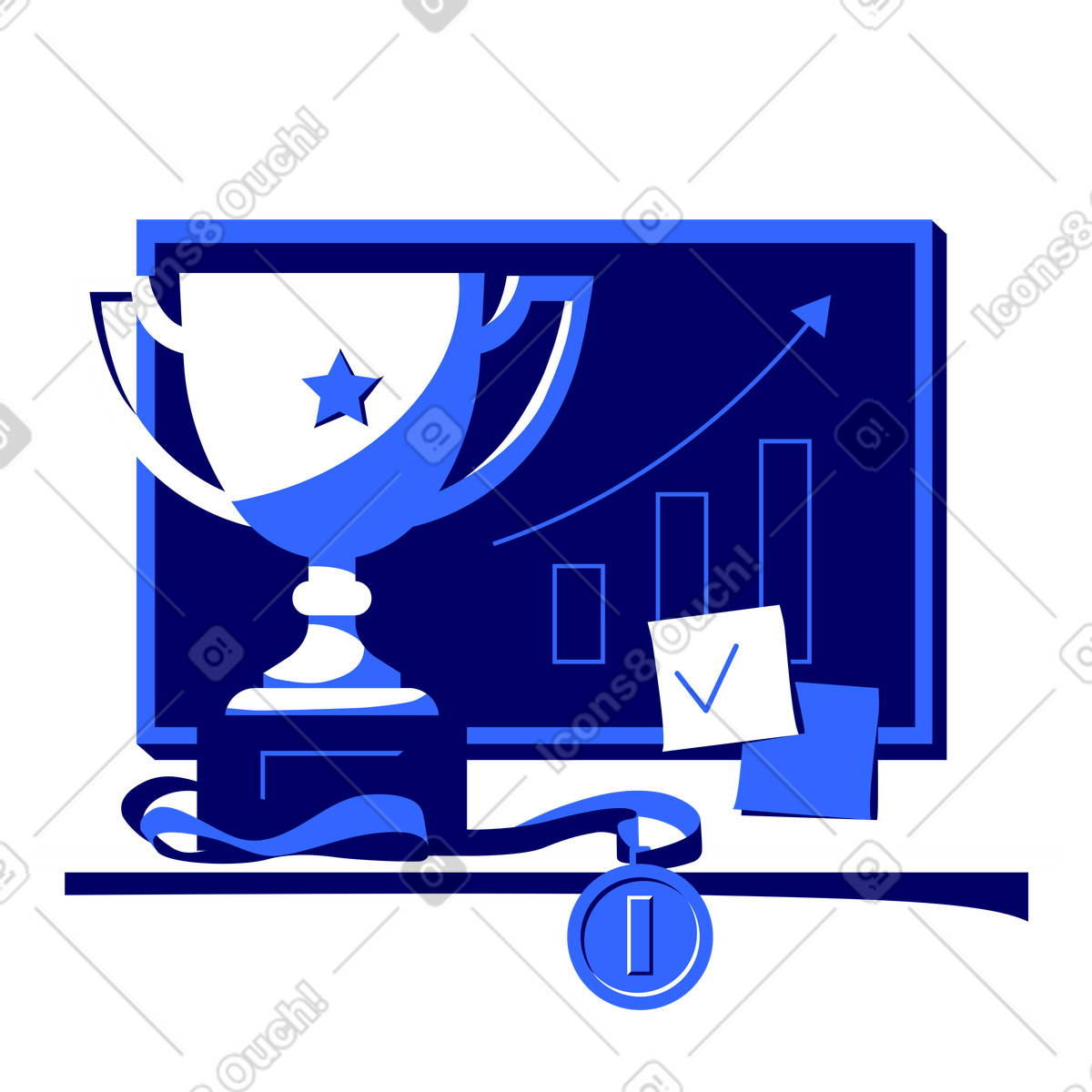Awards against the background of growth chart illustration in Lounge style download in PNG, SVG
