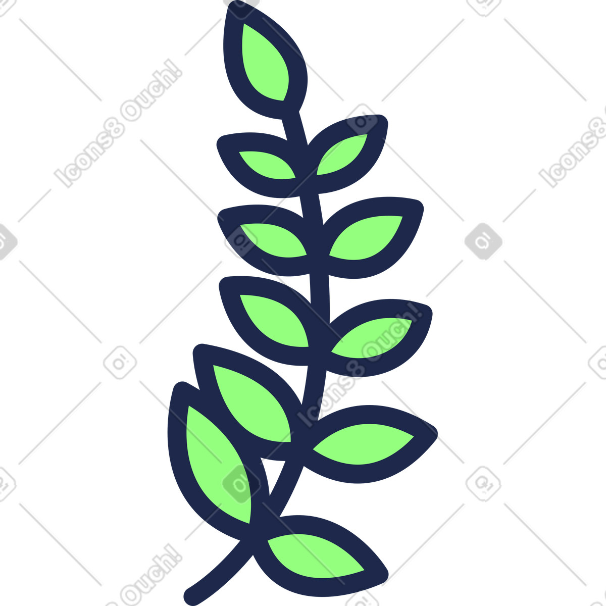 Ilustración Ramita con hojas en estilo Outline a descargar en PNG y SVG