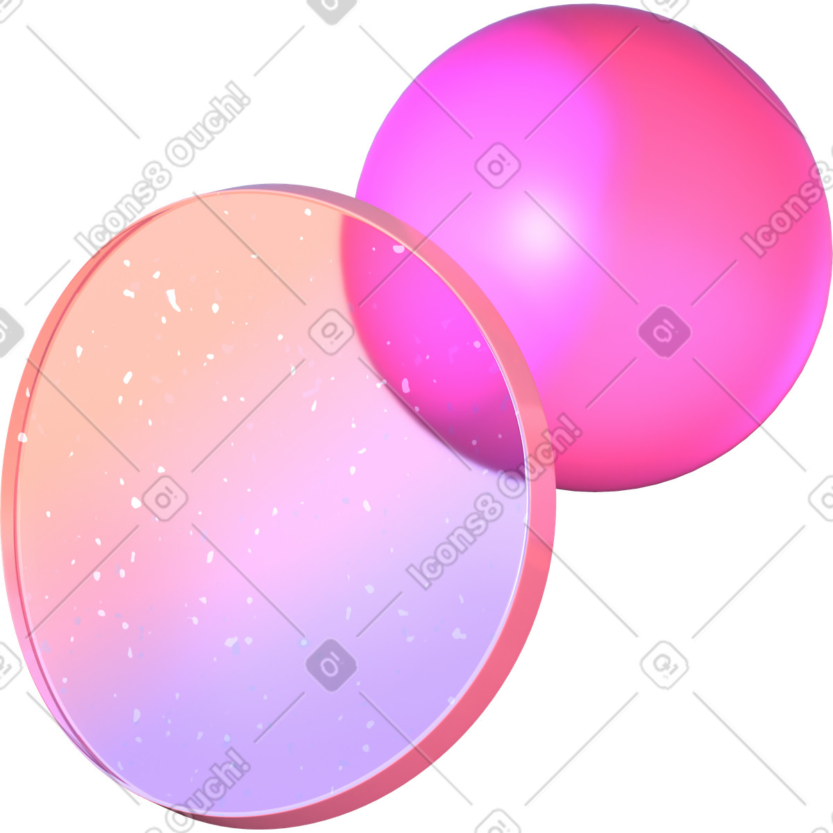 Gebogene transparente linse und kugel-Illustration im 3D Glassy-Stil als Download in PNG, SVG