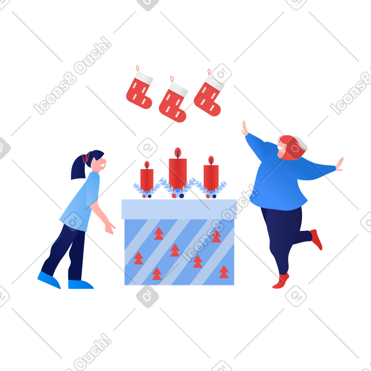 Ilustración Fiestas navideñas con medias y velas en estilo Clip a descargar en PNG SVG