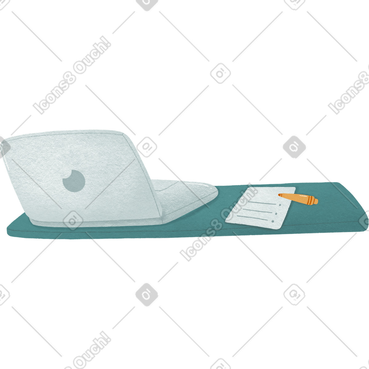 Table with a computer sheet and pen-Illustration im Woolly-Stil als Download in PNG, SVG